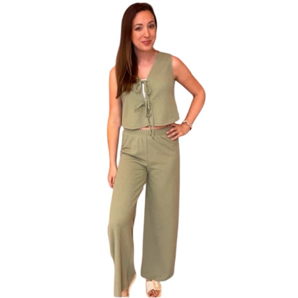 LAST PAIR!! Charlize Sage Green Knit Pants Size Large